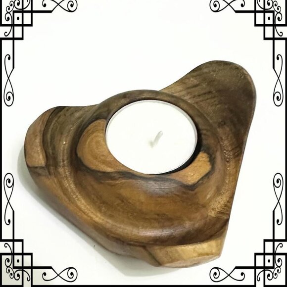 Handcrafted Natural Wooden Tealight Candle Holder – Organic Rustic Home Décor - Picture 2 of 6